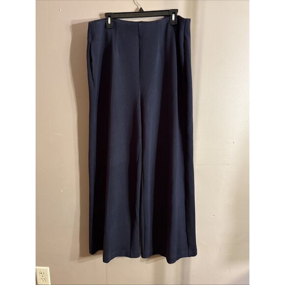 Lane Bryant Wide Leg Trousers Navy Blue Stretch Elastic Waist Pockets Sz 16 (2) - Picture 1 of 10